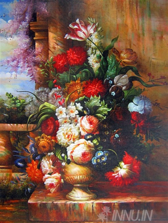 Buy Fine art painting Decorative Flower Vase by Artist Unknown Artist